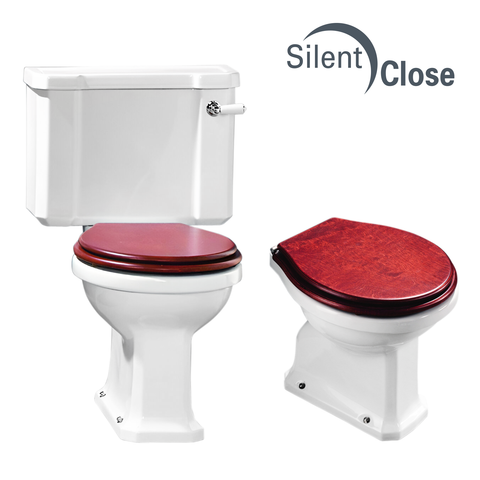 Neoclassical Valadares Compatible Toilet Seat - Woodline Lacquered Cushioned 'SC'