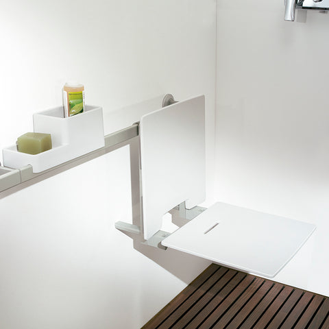 Asiento Ducha Plegable con Respaldo Suspendido a Barra Solid